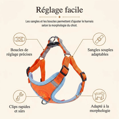 Harnais Chiot Souple Respirant - detail reglages
