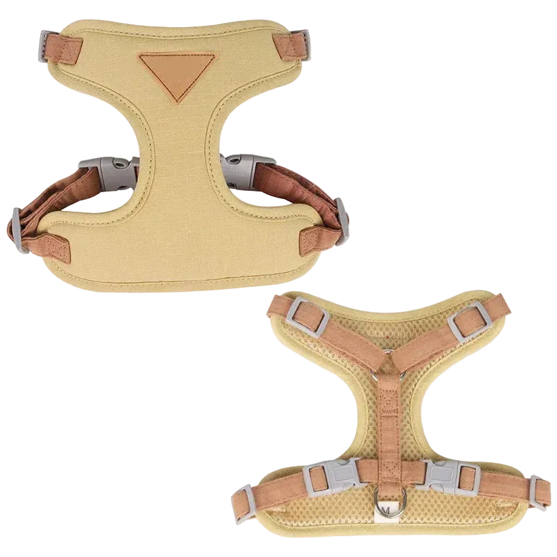 Harnais Chiot Veste Respirante coloris beige, vue recto-verso