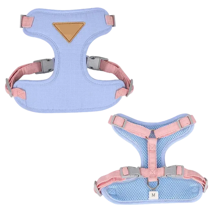 Harnais Chiot Veste Respirante coloris bleu pastel et rose