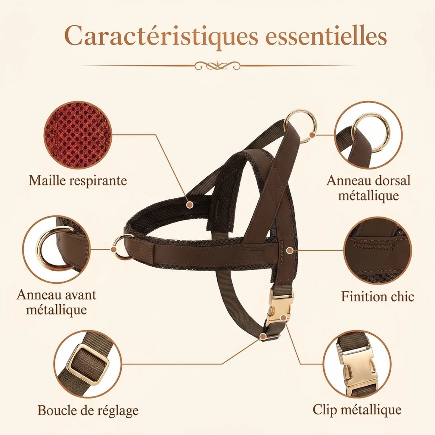 Harnais Petit Chien Chic - caracteristiques essentielles