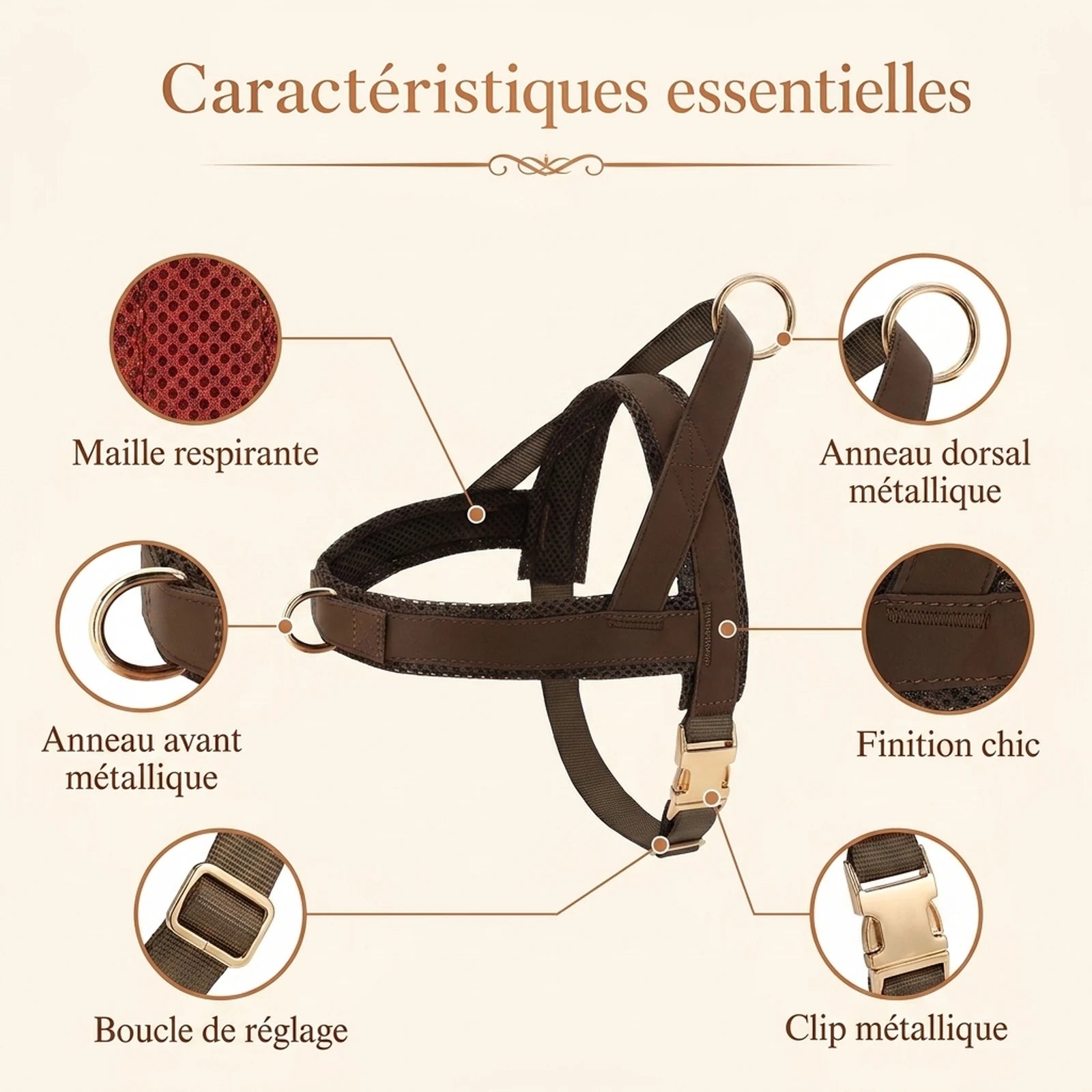 Harnais Petit Chien Chic - caracteristiques essentielles