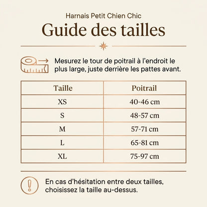 Harnais Petit Chien Chic - guide des tailles