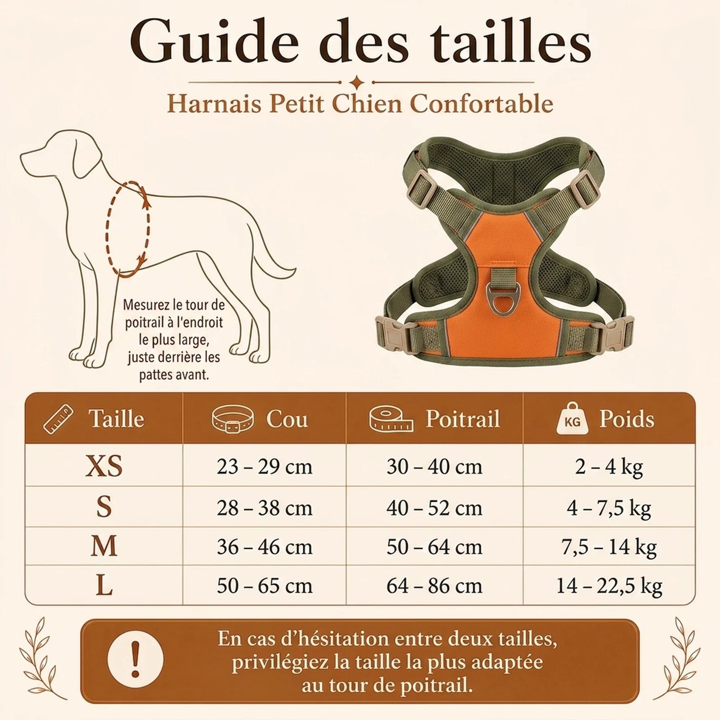 harnais petit chien confortable guide des tailles