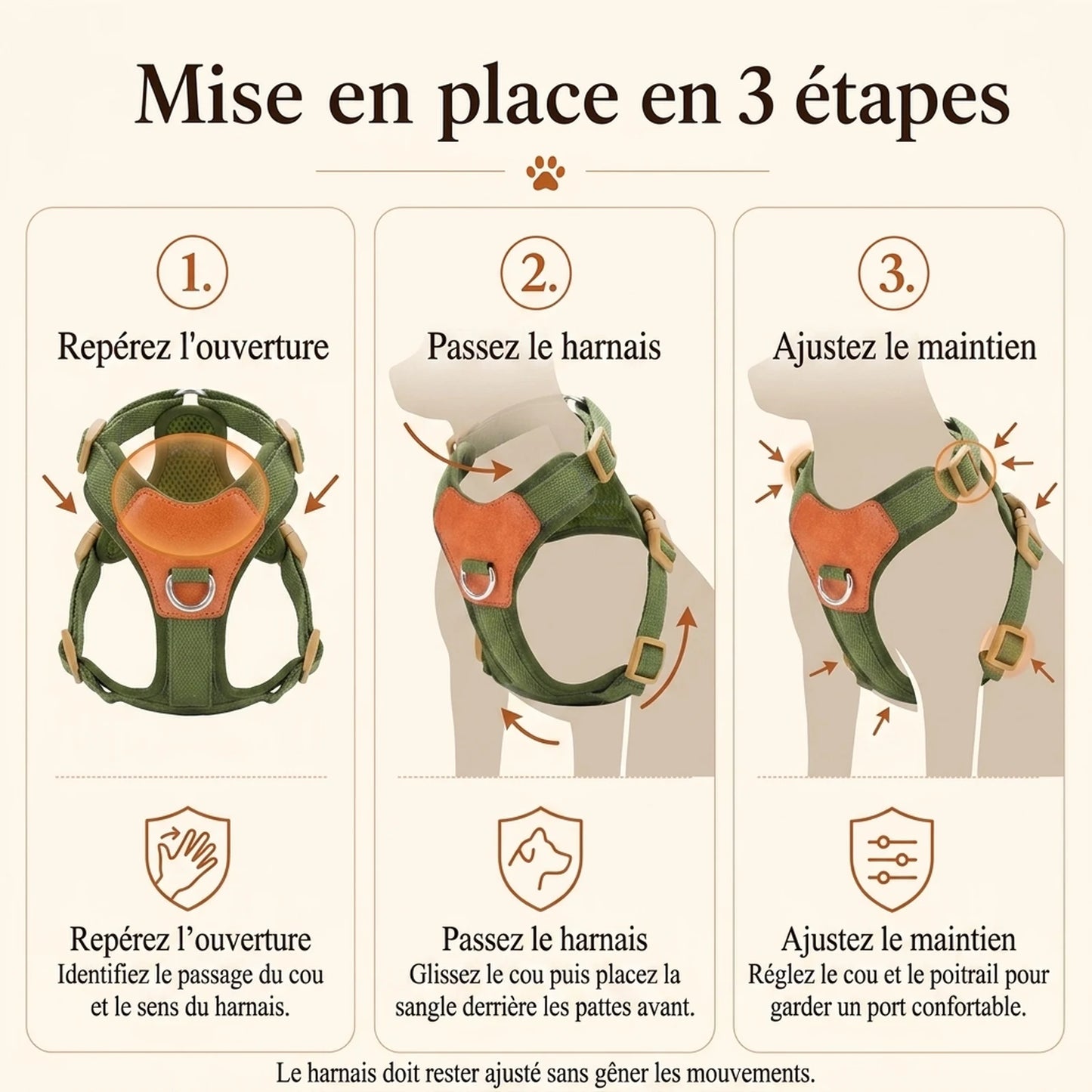 harnais petit chien confortable mise en place 3 etapes