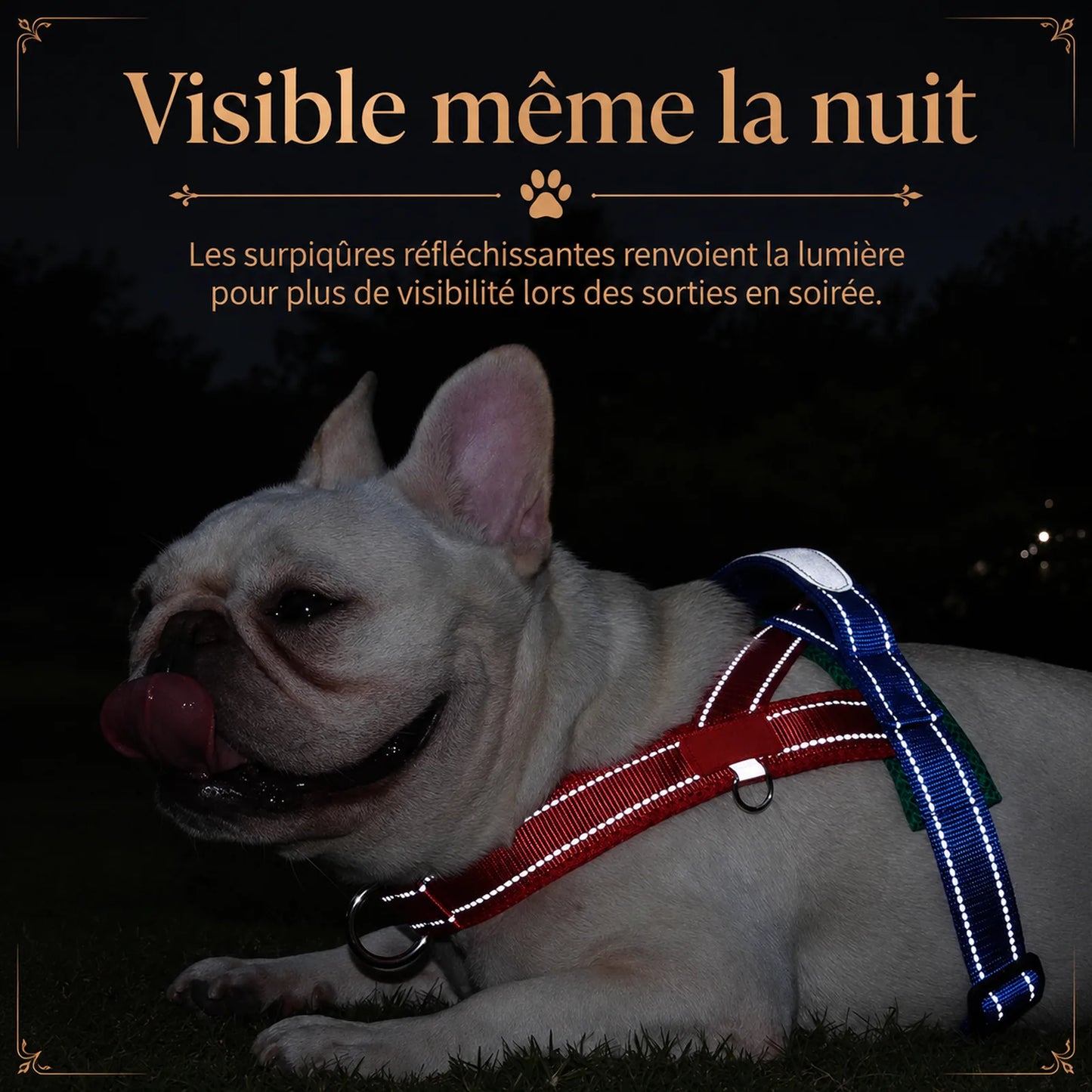 harnais petit chien selle ajustable bandes reflechissantes