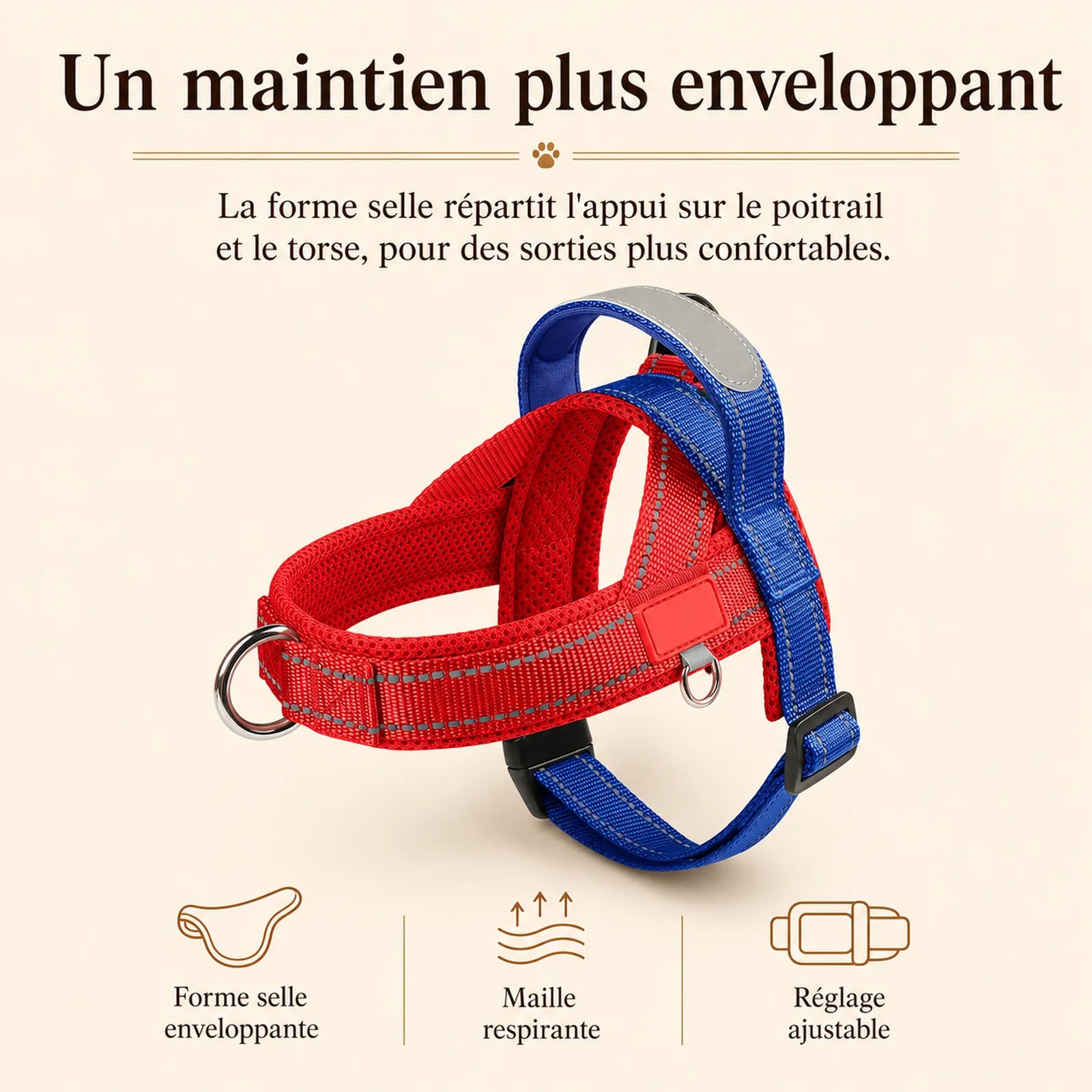 harnais petit chien selle ajustable benefice principal