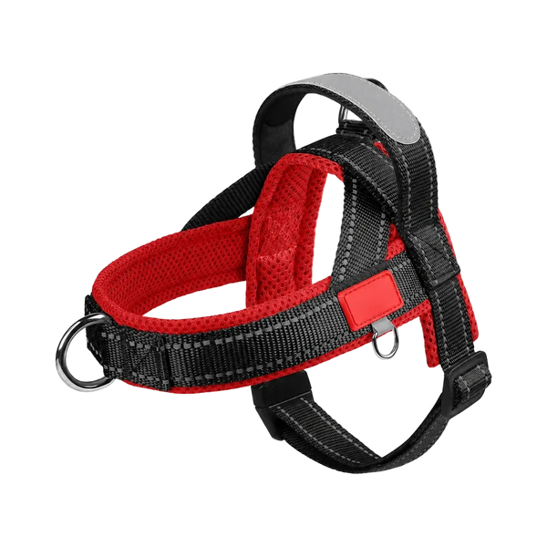 Harnais Petit Chien Selle Ajustable coloris noir et rouge