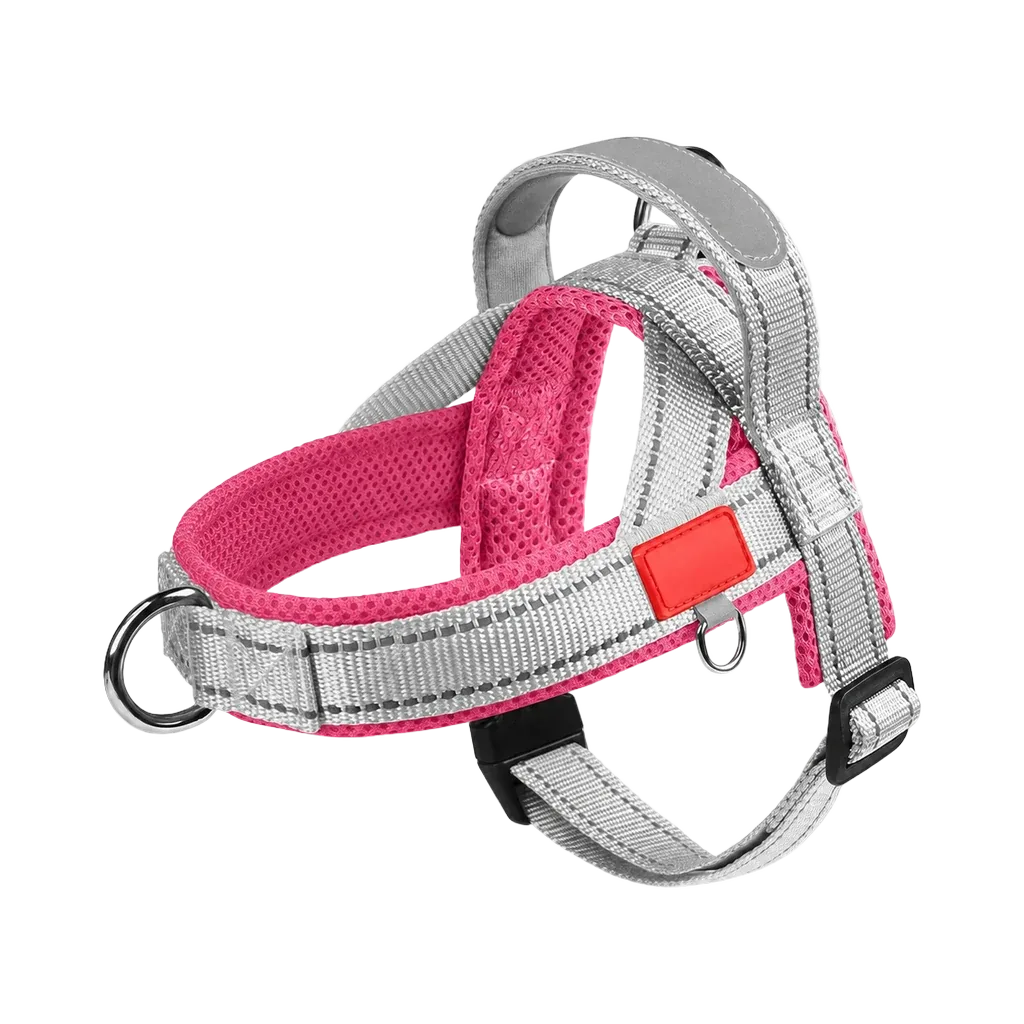 Harnais Petit Chien Selle Ajustable coloris rose et gris