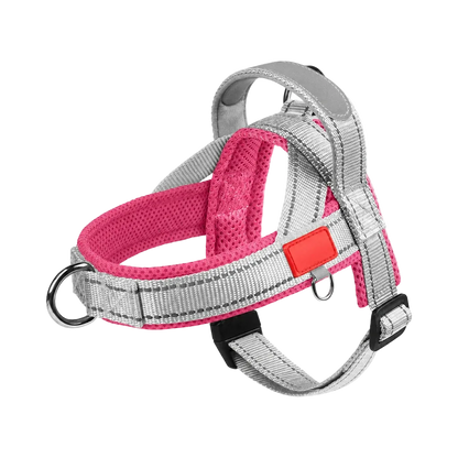 Harnais Petit Chien Selle Ajustable coloris rose et gris