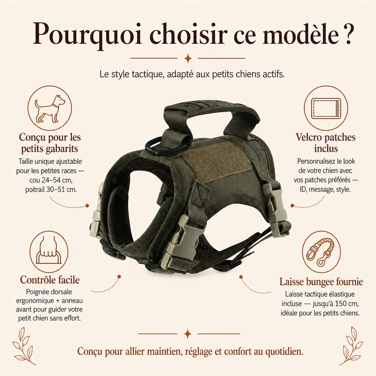 Harnais petit chien tactique leger - pourquoi choisir ce modele