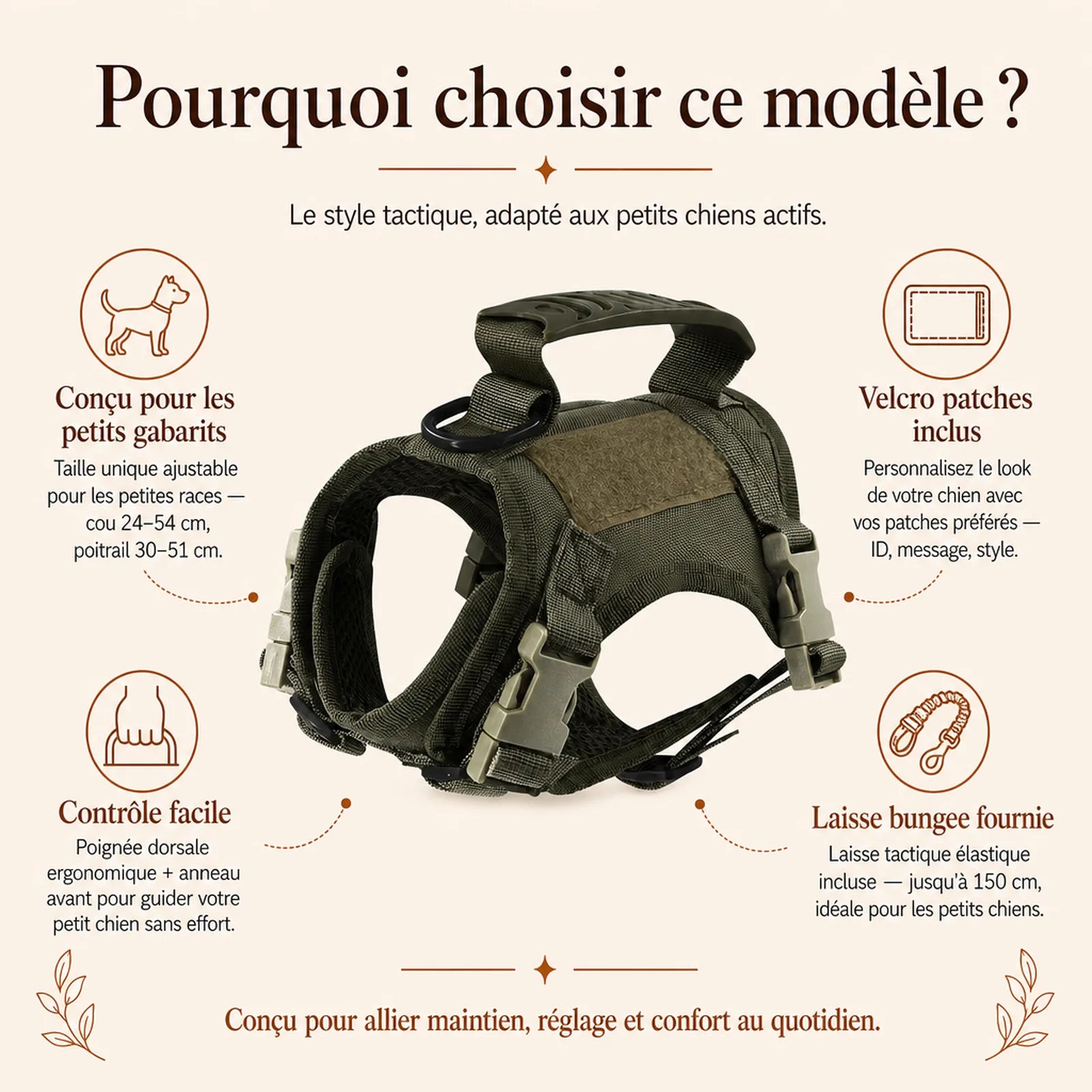 Harnais petit chien tactique leger - pourquoi choisir ce modele