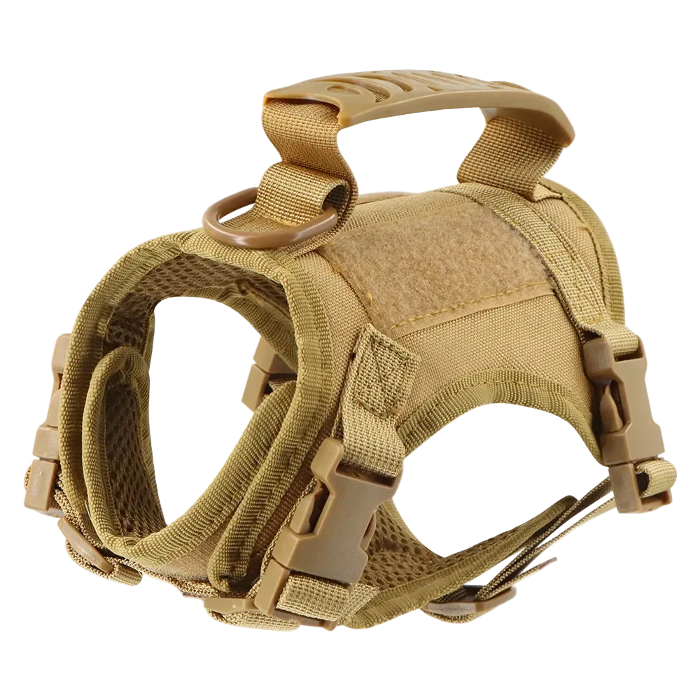Harnais petit chien Tactique Léger coloris sable, vue de profil