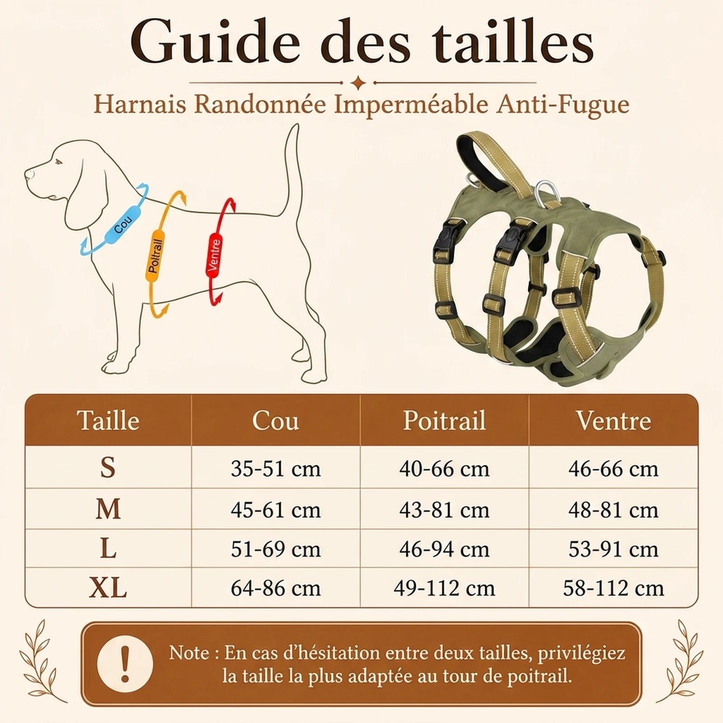 Harnais Randonnee Impermeable - guide des tailles v2
