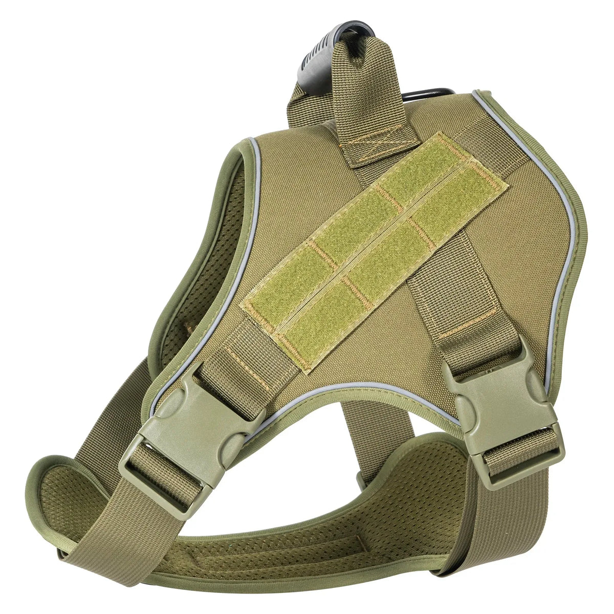 Harnais Tactique Chien Coloré coloris vert olive, vue de dos