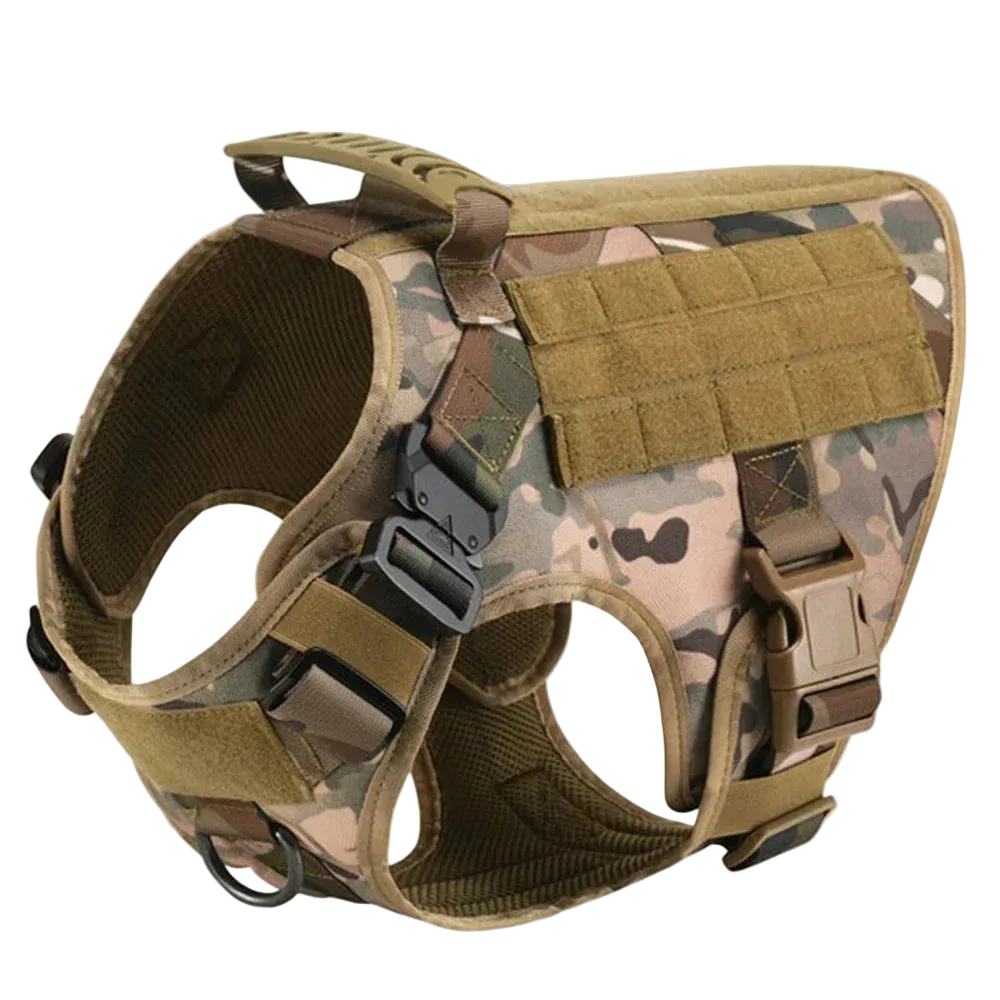 Harnais tactique chien Entraînement motif camouflage, vue de profil
