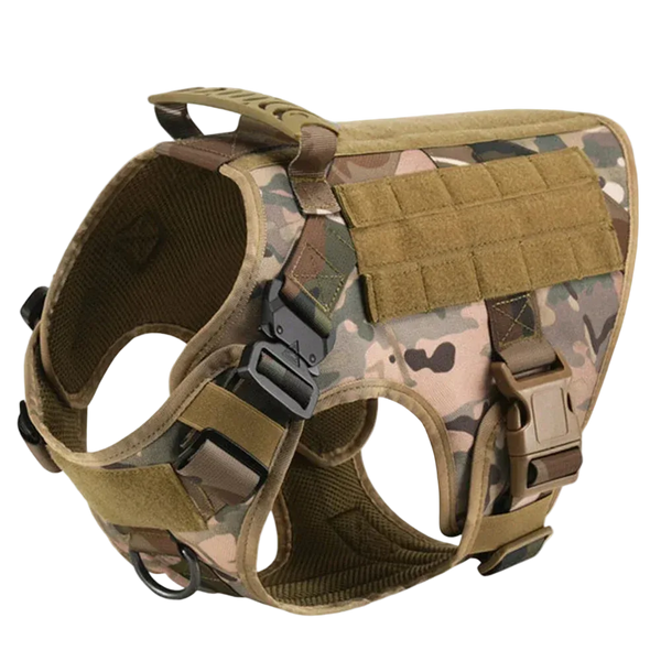 Harnais tactique chien Entraînement motif camouflage, vue de profil