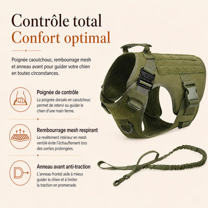 Harnais tactique chien molle - controle total confort optimal