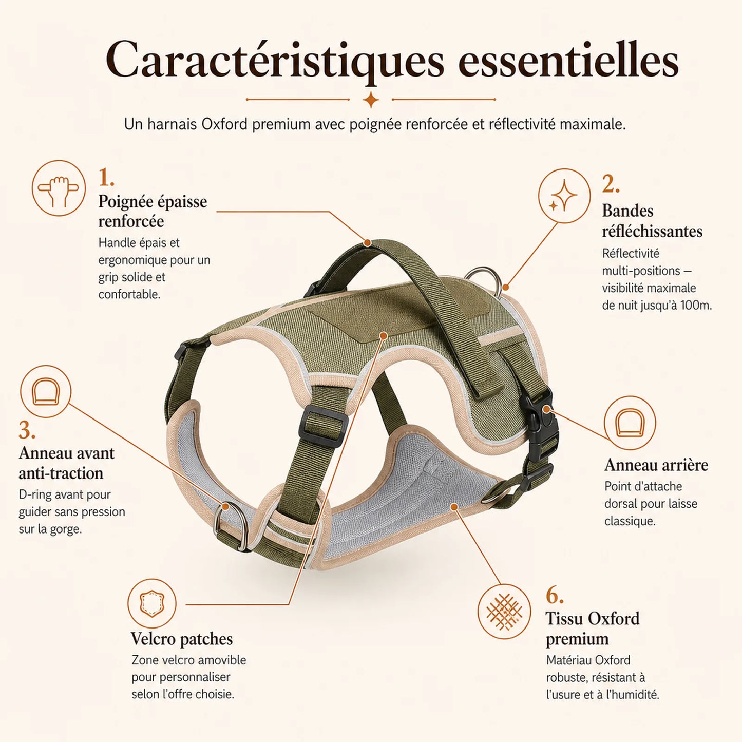 Harnais tactique chien oxford - caracteristiques essentielles