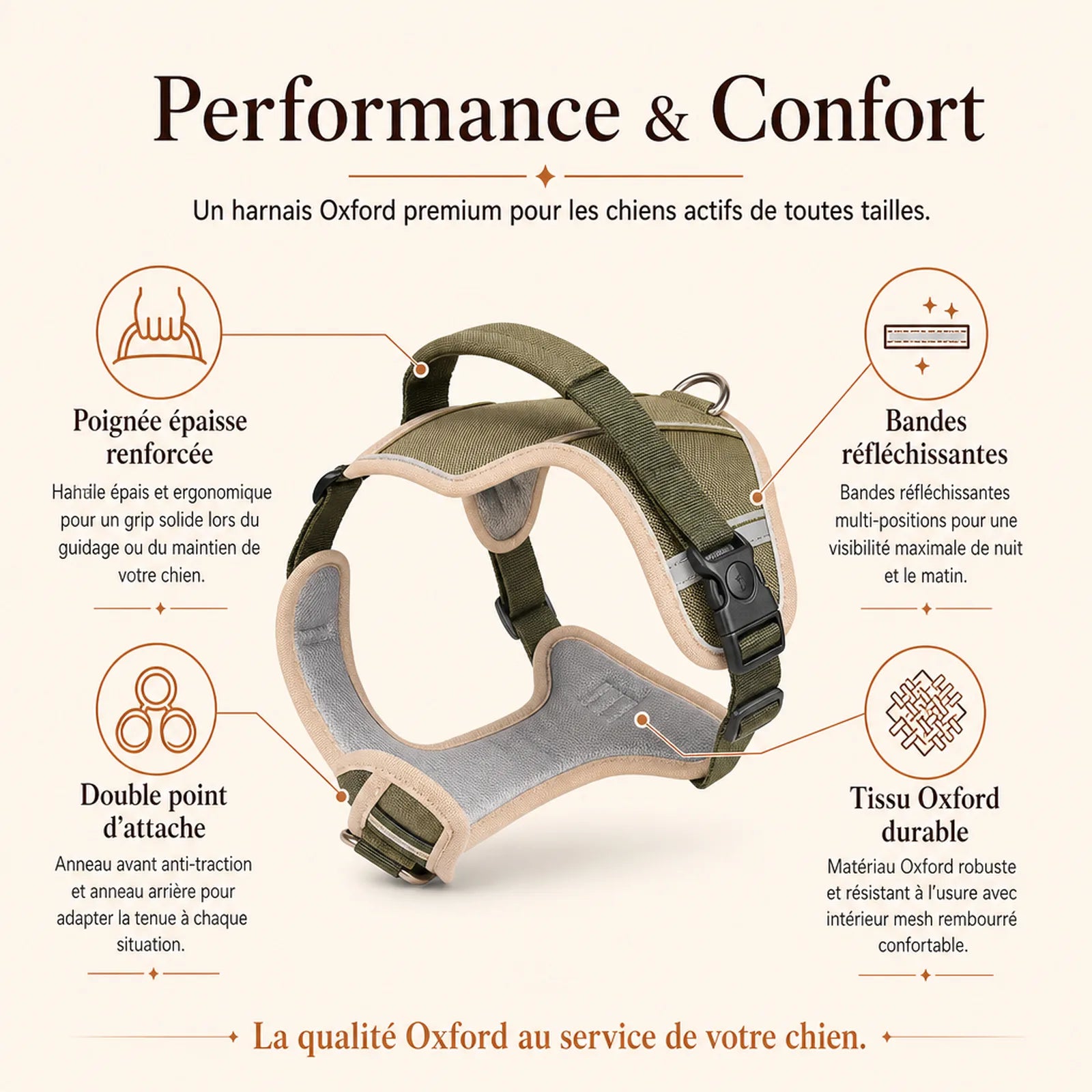 Harnais tactique chien oxford - performance et confort