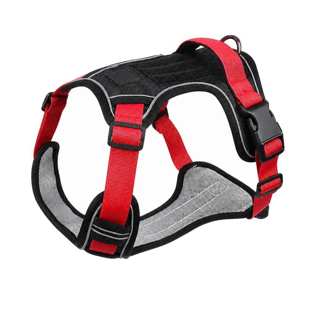 Harnais Tactique Chien Oxford coloris rouge et noir