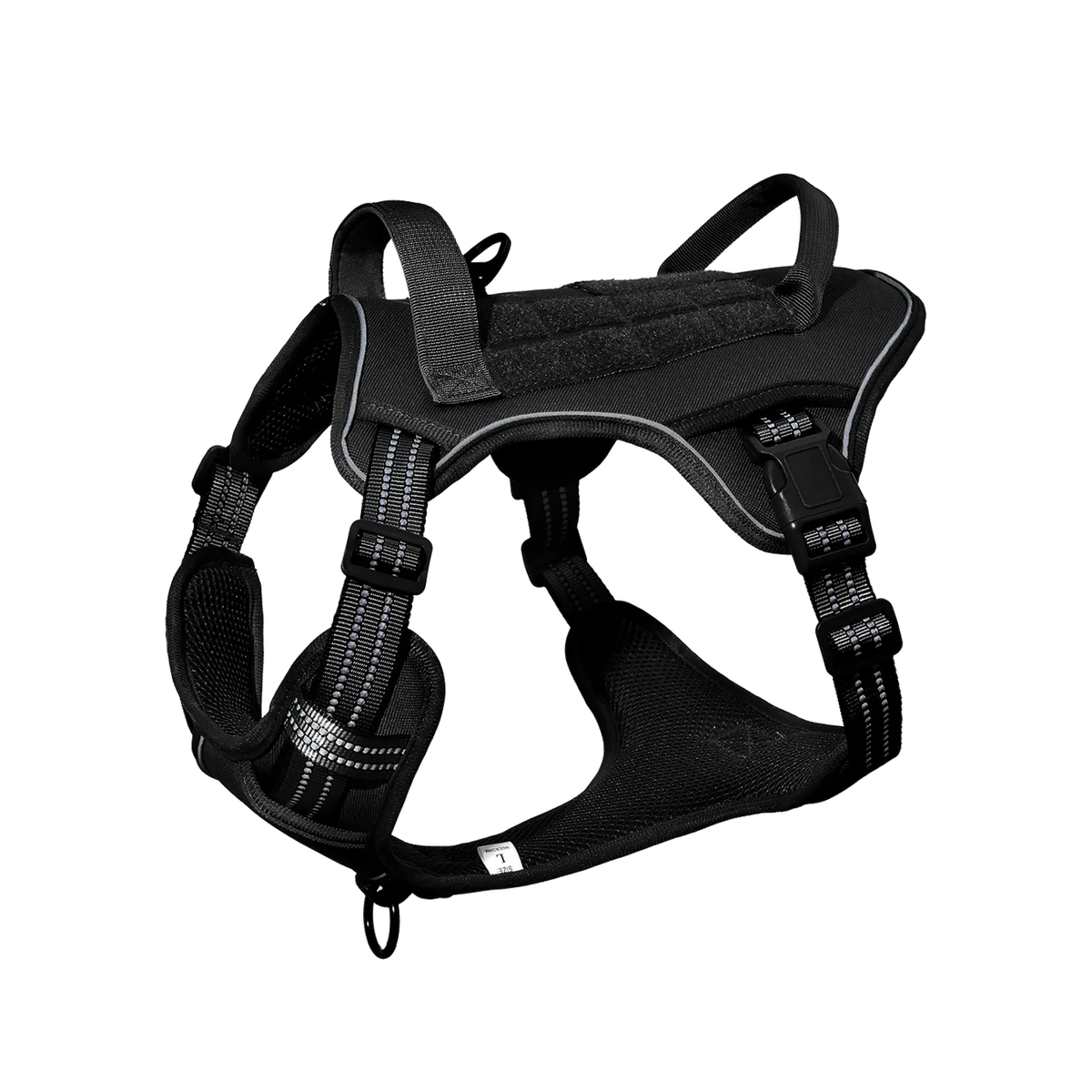 Harnais tactique chien patchs, coloris noir, vue produit