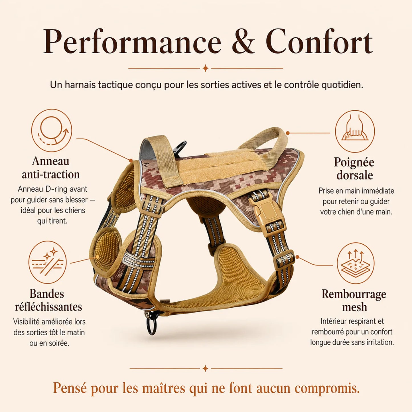 Harnais tactique chien patchs - performance et confort