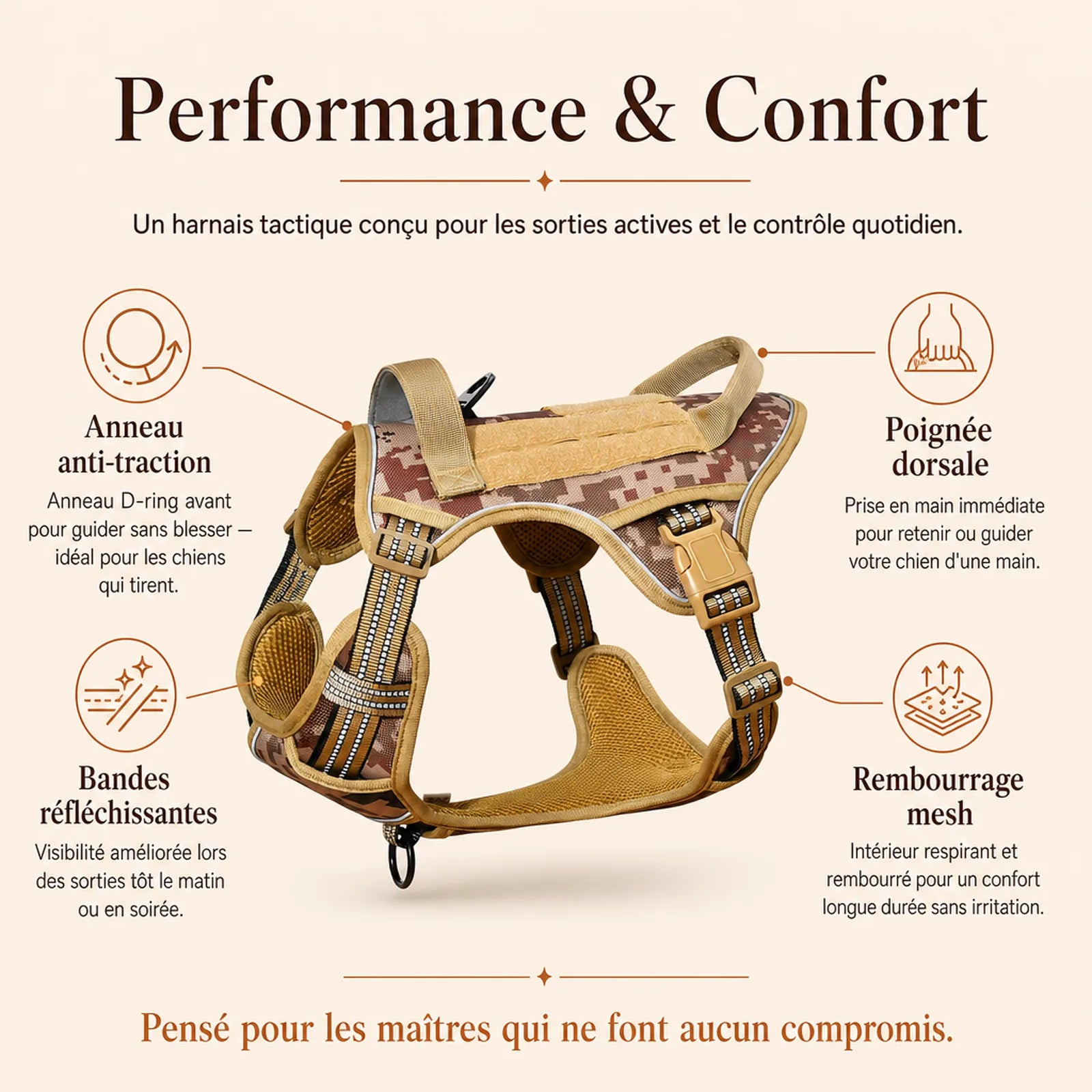 Harnais tactique chien patchs - performance et confort