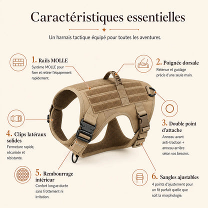 Harnais tactique chien pochettes - caracteristiques essentielles