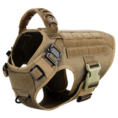 Harnais Tactique Chien Pochettes coloris coyote, vues sous plusieurs angles