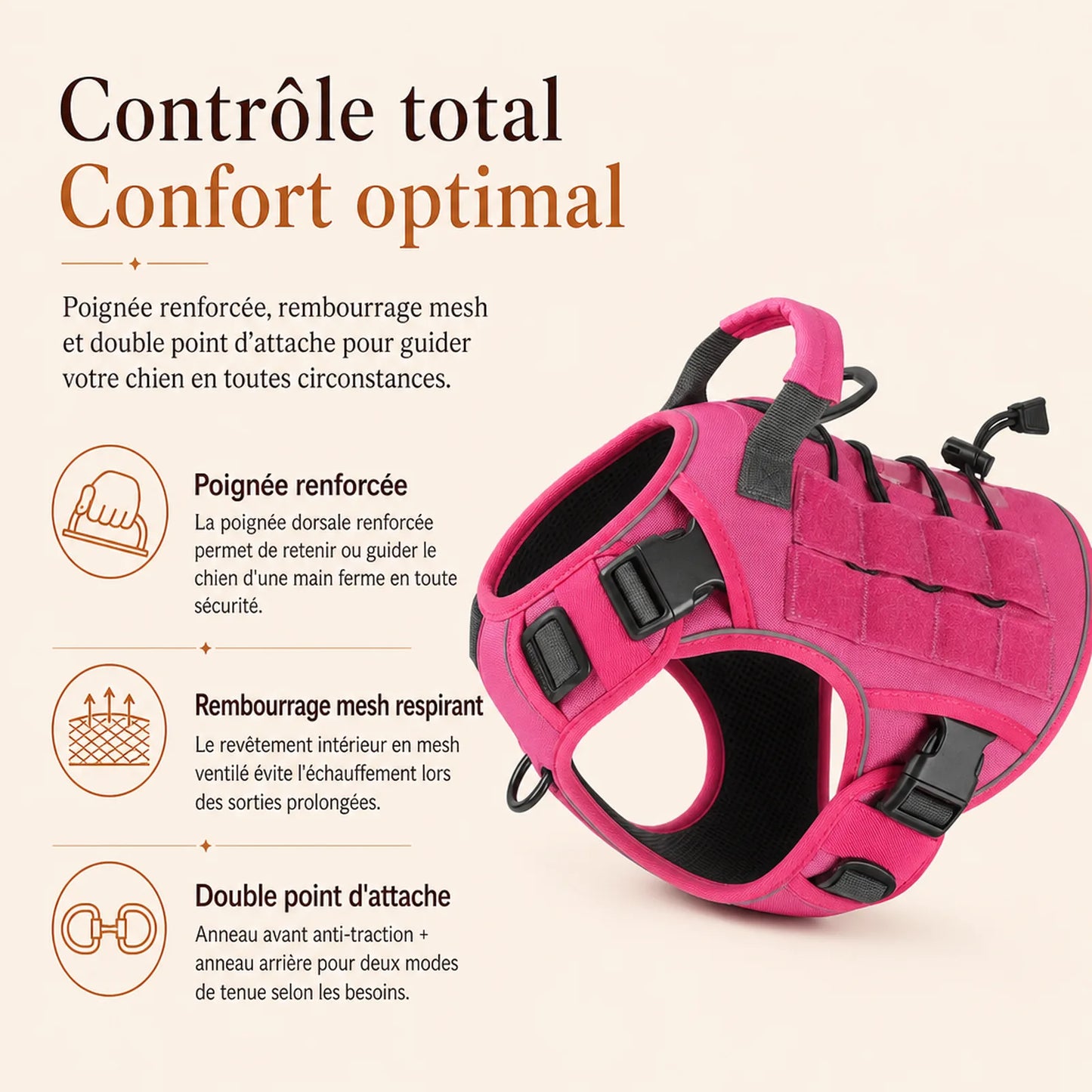Harnais tactique chien reflechissant - performance et confort