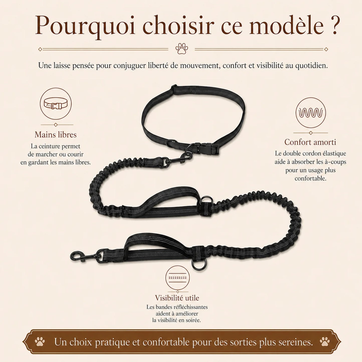 laisse elastique reflechissante mains libres chien pourquoi choisir ce modele