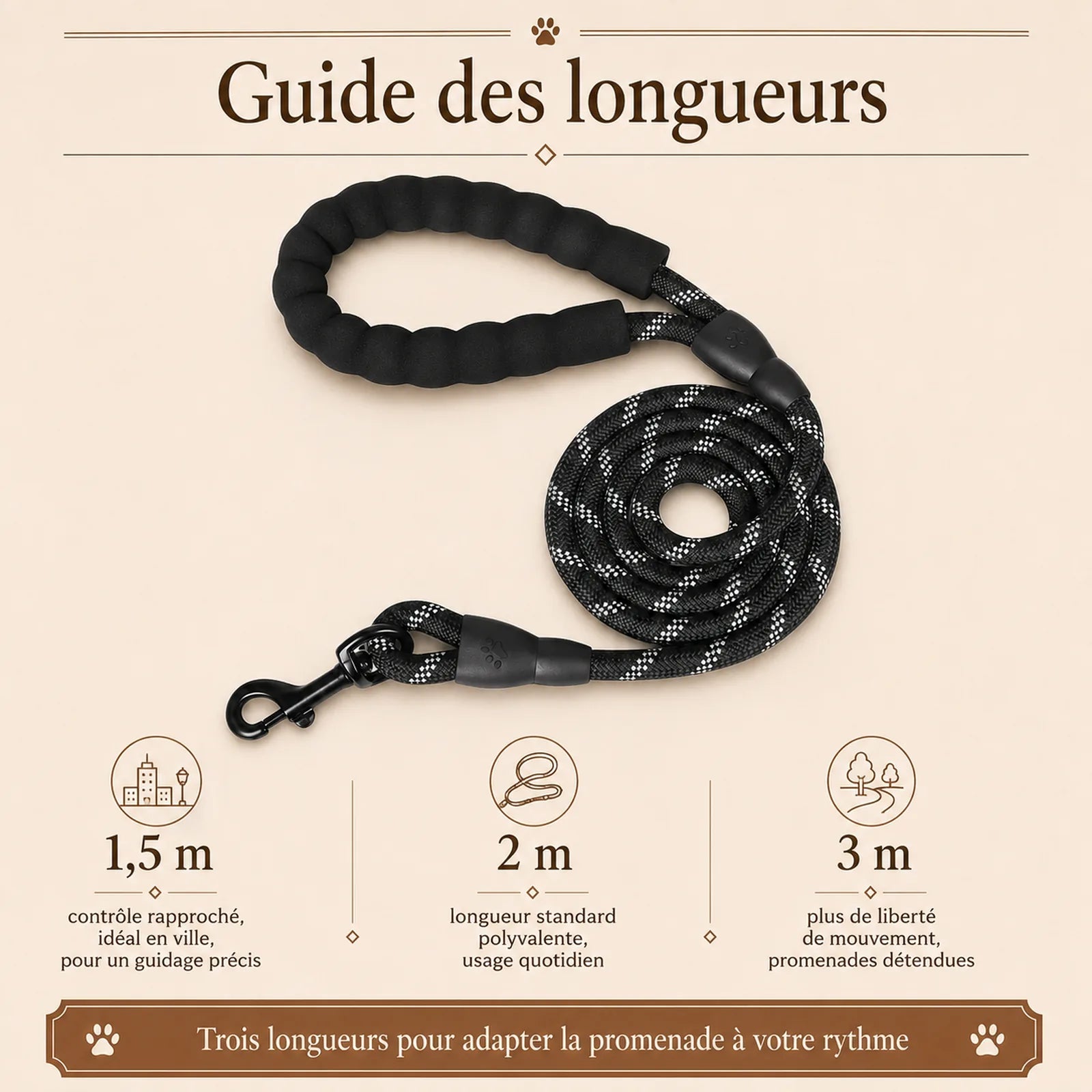 laisse reflechissante renforcee poignee rembourree guide des longueurs