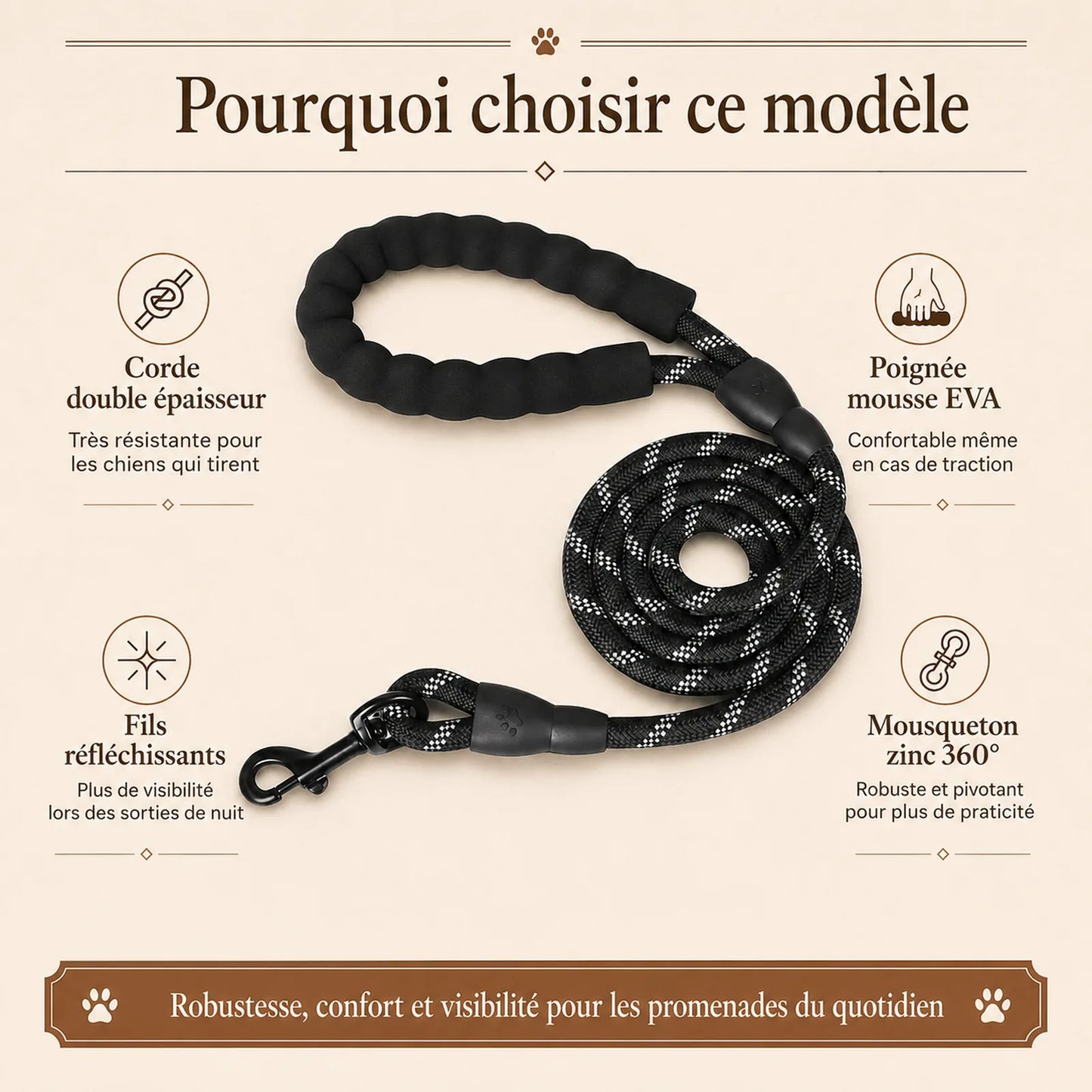 laisse reflechissante renforcee poignee rembourree pourquoi choisir ce modele