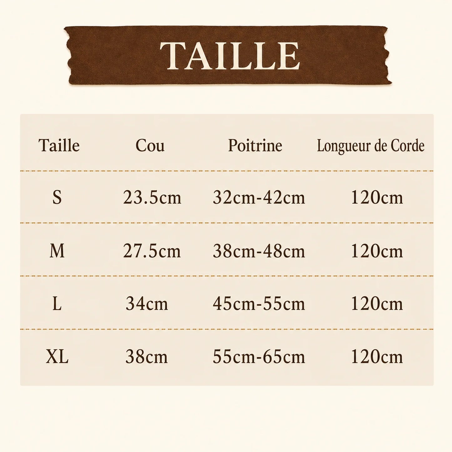 Harnais Chiot Classique Ajustable - Guide des tailles