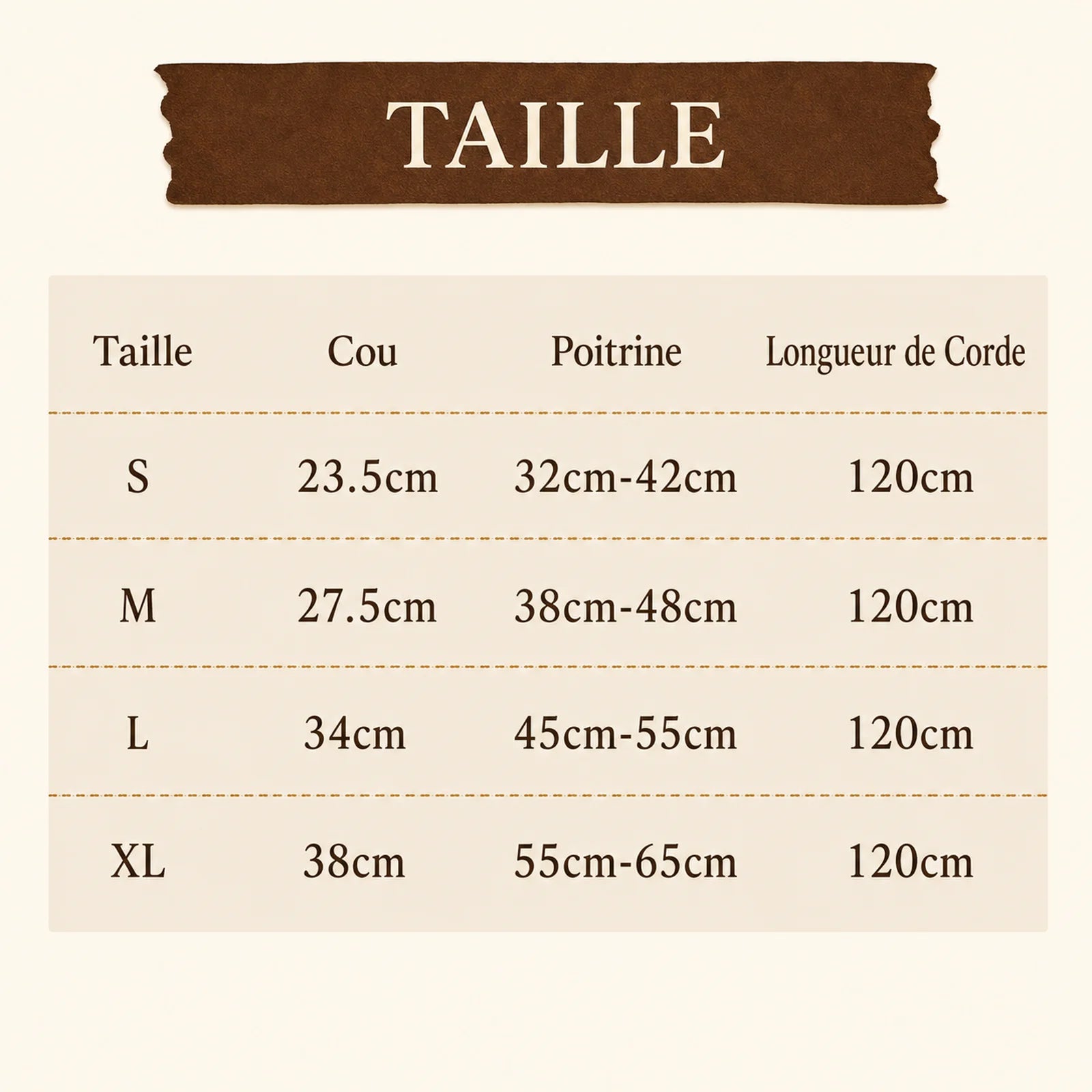 Harnais Chiot Classique Ajustable - Guide des tailles