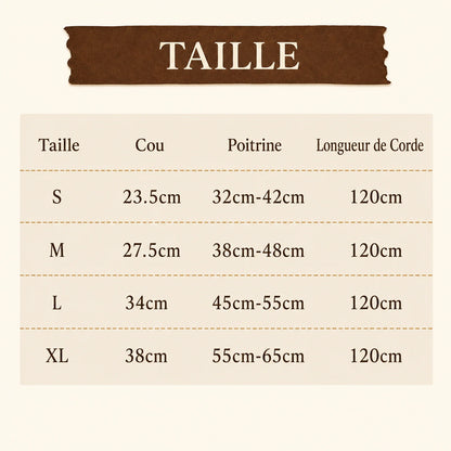 Harnais Chiot Classique Ajustable - Guide des tailles