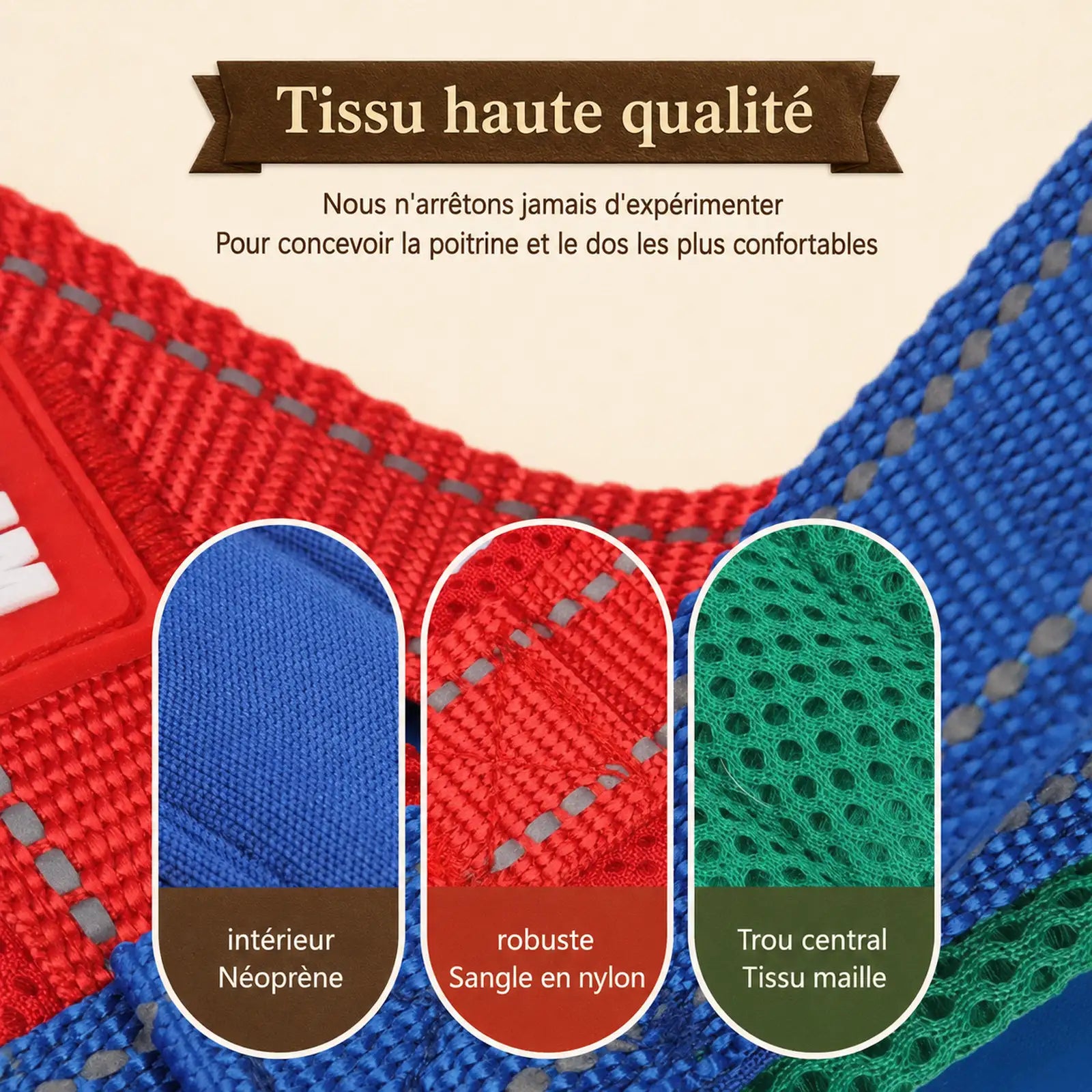 Harnais Petit Chien Selle Ajustable - Tissu haute qualité