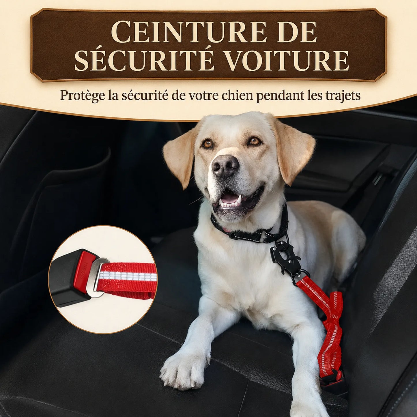 Laisse Tactique Amortissante Double Poignée - Ceinture de sécurité voiture